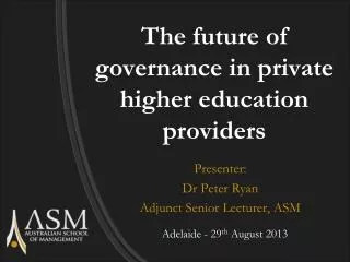 The future of governance in private higher education providers
