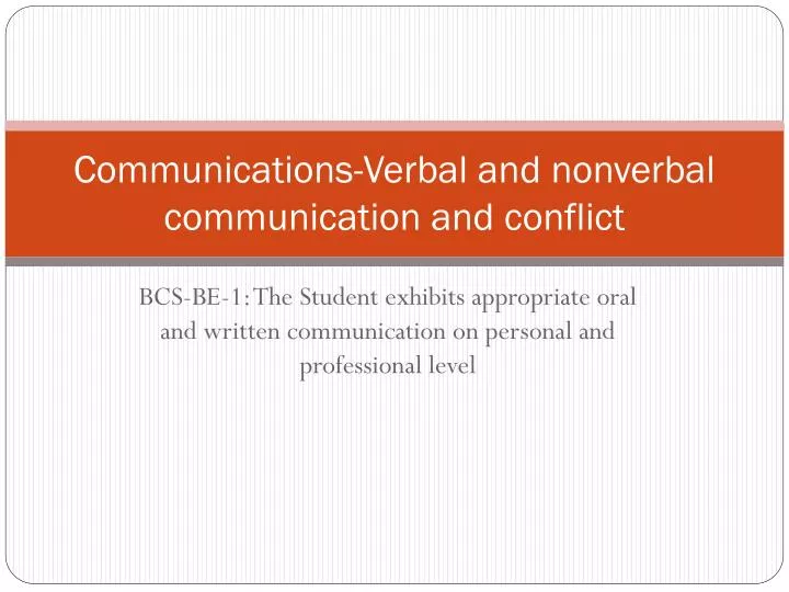 communications verbal and nonverbal communication and conflict