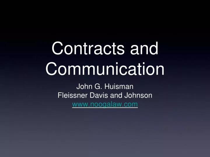 contracts and communication