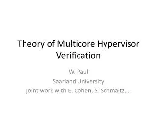 Theory of Multicore Hypervisor Verification