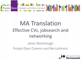 MA Translation Effective CVs, jobsearch and networking