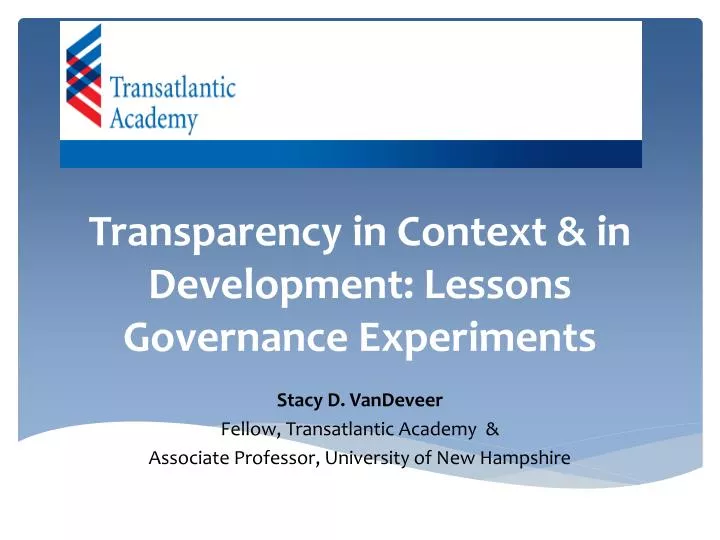 transparency in context in development lessons governance experiments