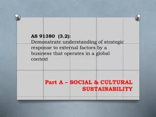 AS 91380 (3.2): Demonstrate understanding of strategic response to external factors by a business that operates in a