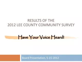 Board Presentation, 5-15-2012