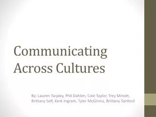 Communicating Across Cultures