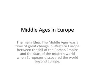 Middle Ages in Europe
