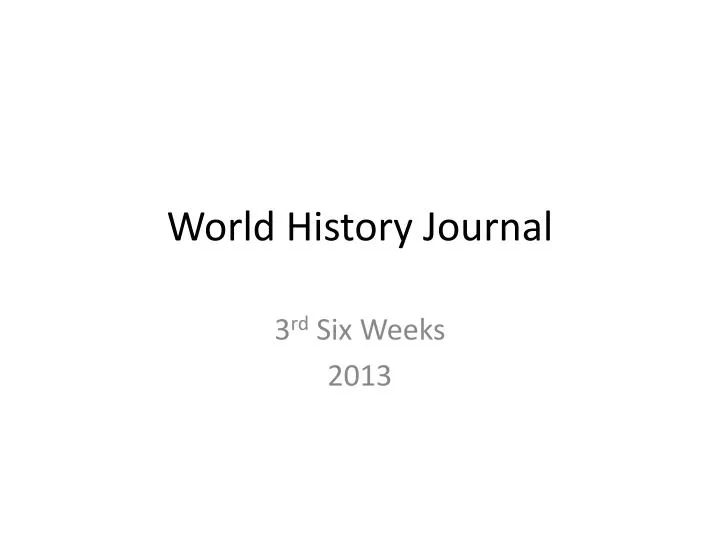 world history journal