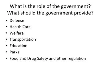 What is the role of the government? What should the government provide?