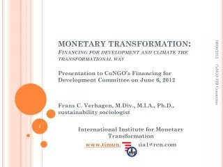 monetary transformation: Financing for development and climate the transformational way