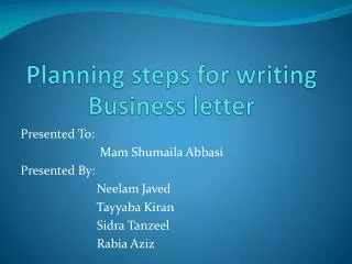 Planning steps for writing Business letter
