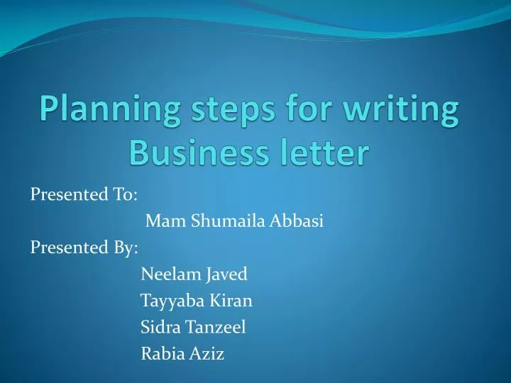 planning steps for writing business letter