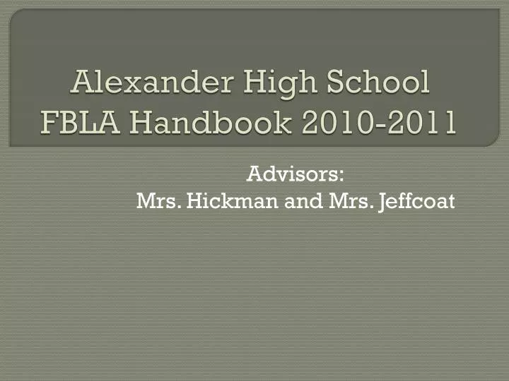 alexander high school fbla handbook 2010 2011