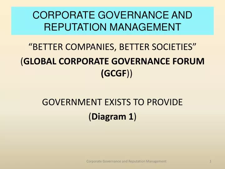corporate governance and reputation management