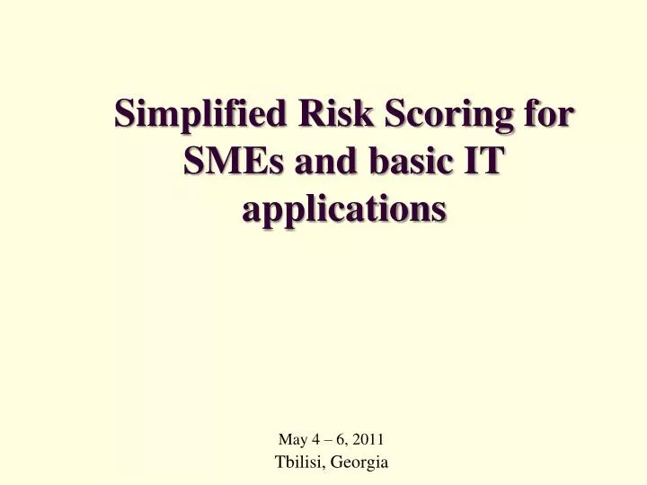 simplified risk scoring for smes and basic it applications