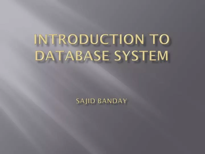 introduction to database system sajid banday