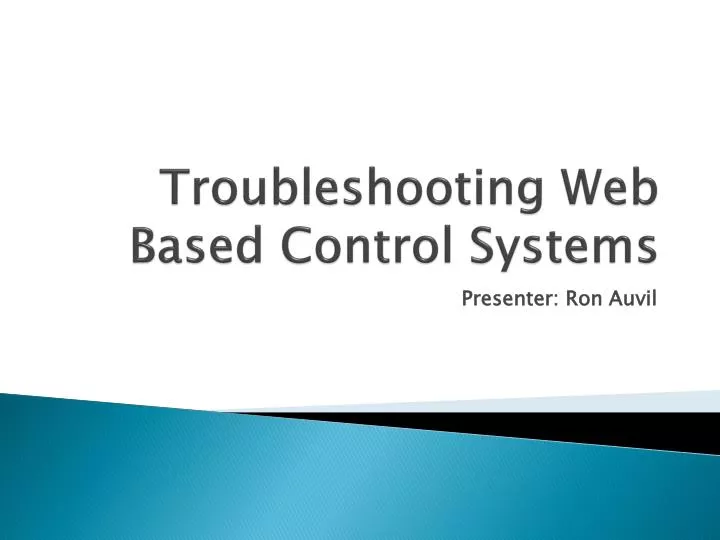 troubleshooting web based control systems