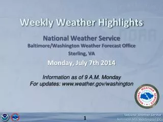 Weekly Weather Highlights