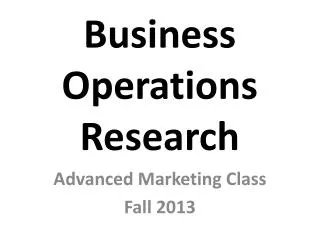 Business Operations Research