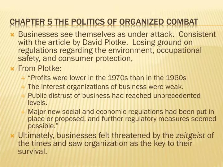 chapter 5 the politics of organized combat