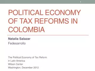 Political Economy of tax reforms in colombia