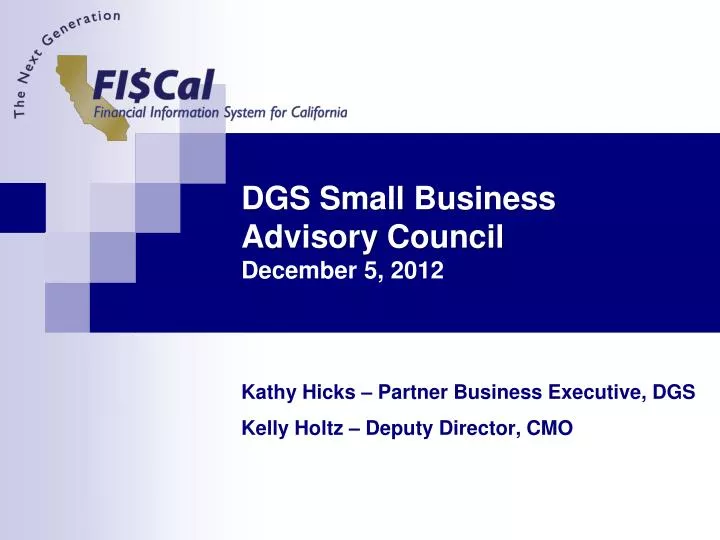 dgs small business advisory council december 5 2012