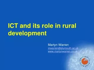 ICT and its role in rural development