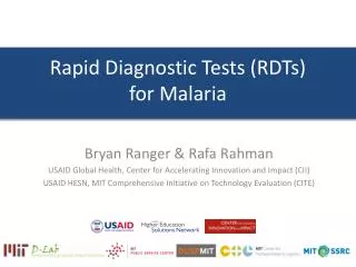 Rapid Diagnostic Tests (RDTs) for Malaria