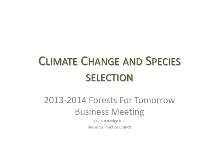 climate change and species selection