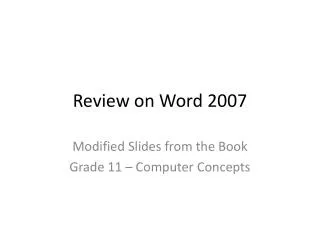 Review on Word 2007