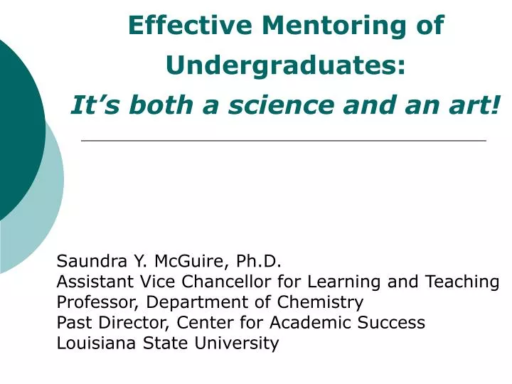 effective mentoring of undergraduates it s both a science and an art