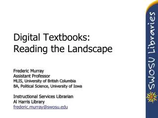 Digital Textbooks: Reading the Landscape