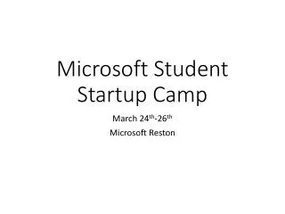 Microsoft Student Startup Camp