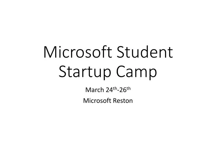 microsoft student startup camp