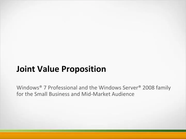 joint value proposition