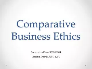 Comparative Business Ethics