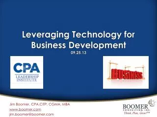 Leveraging Technology for Business Development 09.25.13