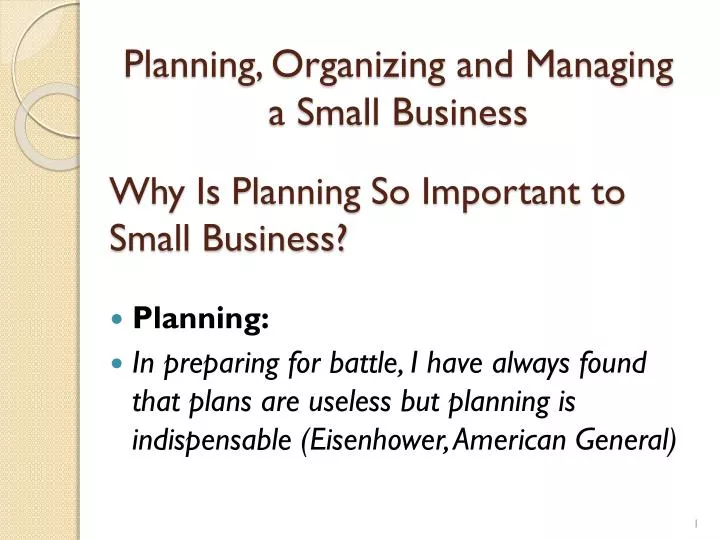 why is planning so important to small business