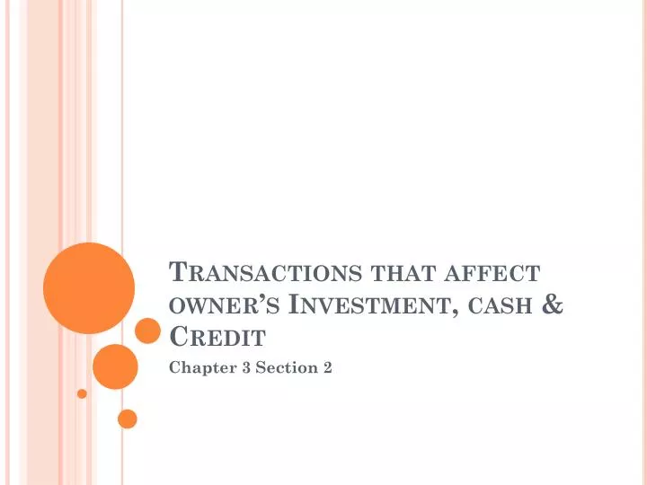 transactions that affect owner s investment cash credit