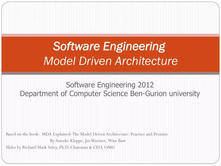 software engineering model driven architecture