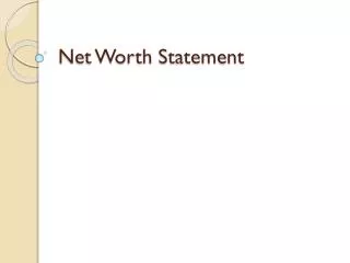 Net Worth Statement