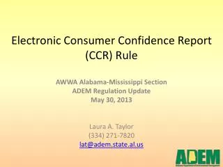 Electronic Consumer Confidence Report (CCR) Rule