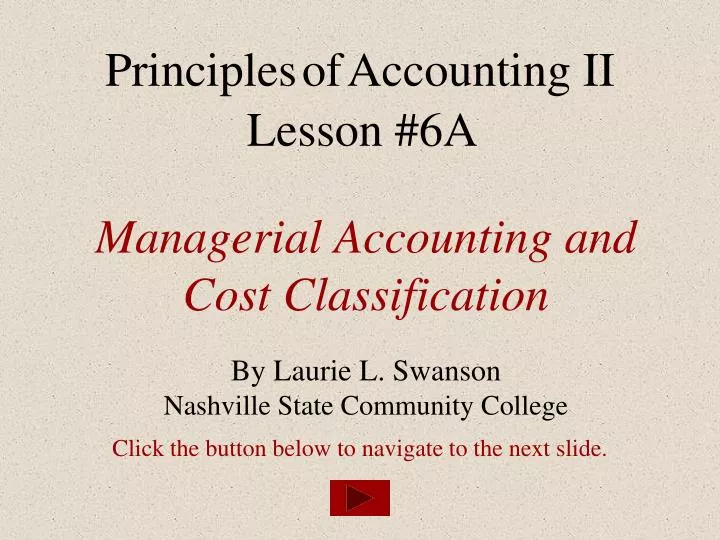 managerial accounting and cost classification