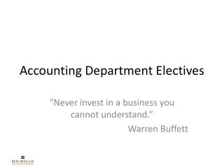 Accounting Department Electives
