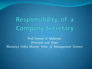 Responsibility of a Company Secretary
