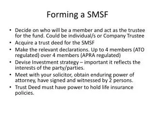Forming a SMSF