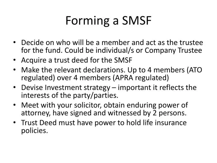 forming a smsf