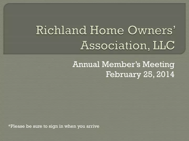 richland home owners association llc