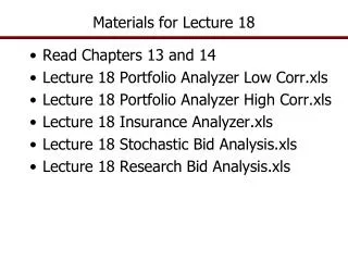 Materials for Lecture 18