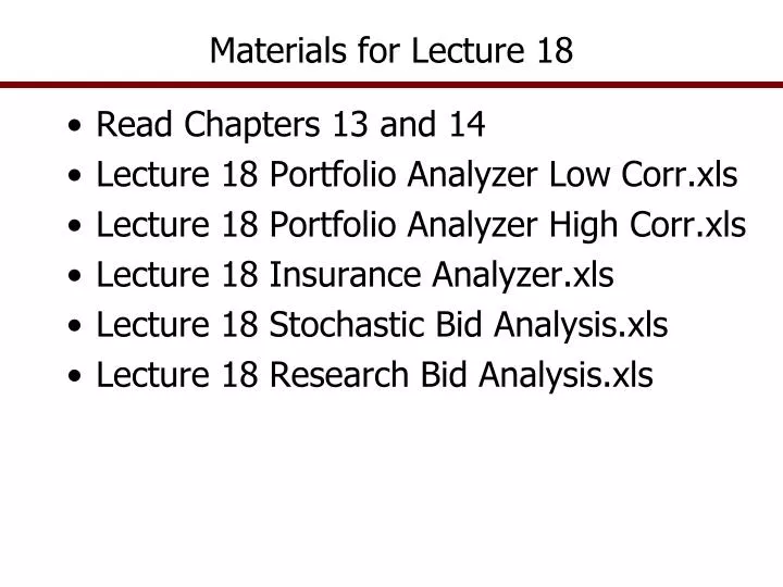 materials for lecture 18