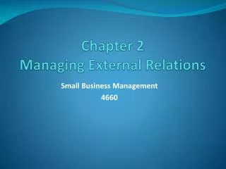 Chapter 2 Managing External Relations